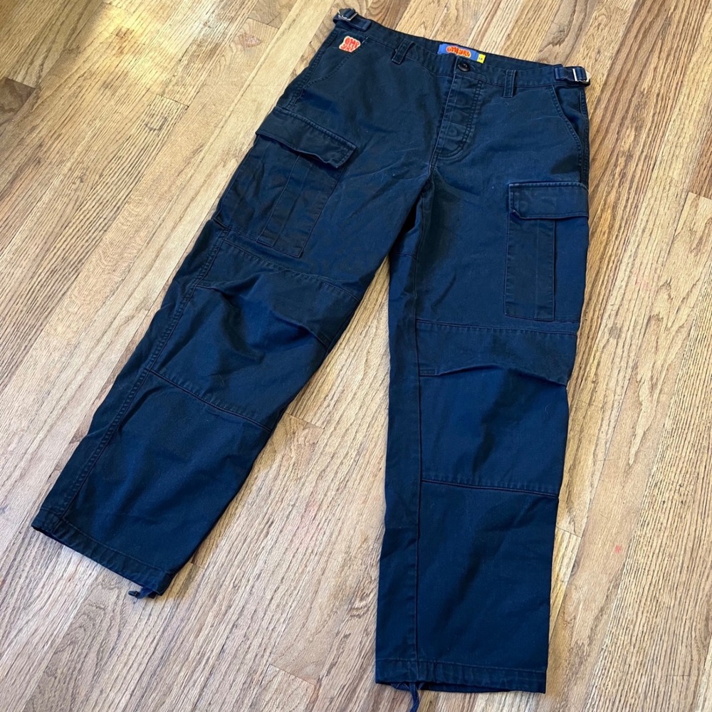 Empyre Black Cargo Pants Mens 28 Relaxed Fit Multi Pocket Skate Streetwear